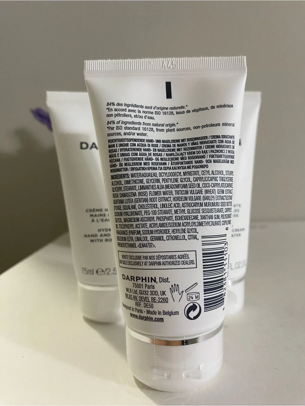 LOTS OF 3 Darphin Hydrating Hand And Nail Cream With Rose Water, 3x 2.5 OZ